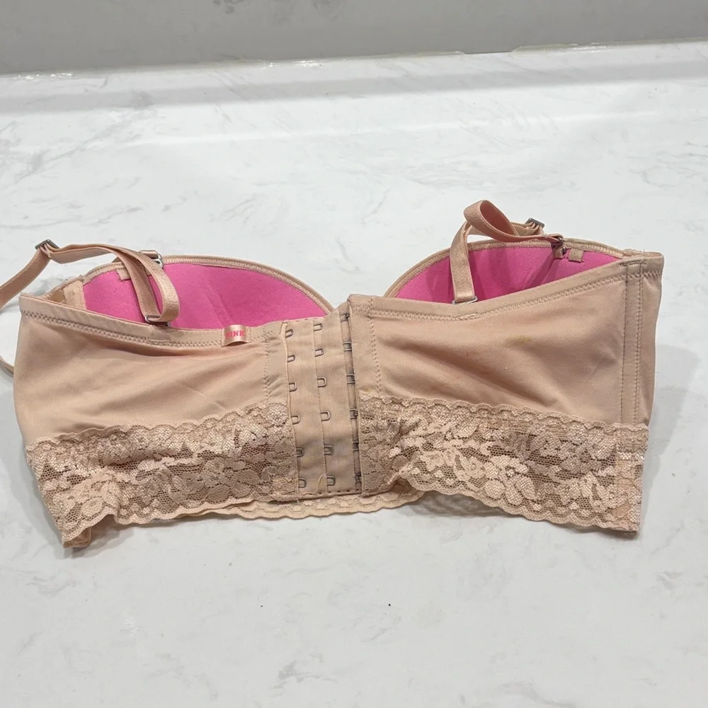 Pink Victoria’s Secret padded Bra. Strapless - Picture 3 of 6